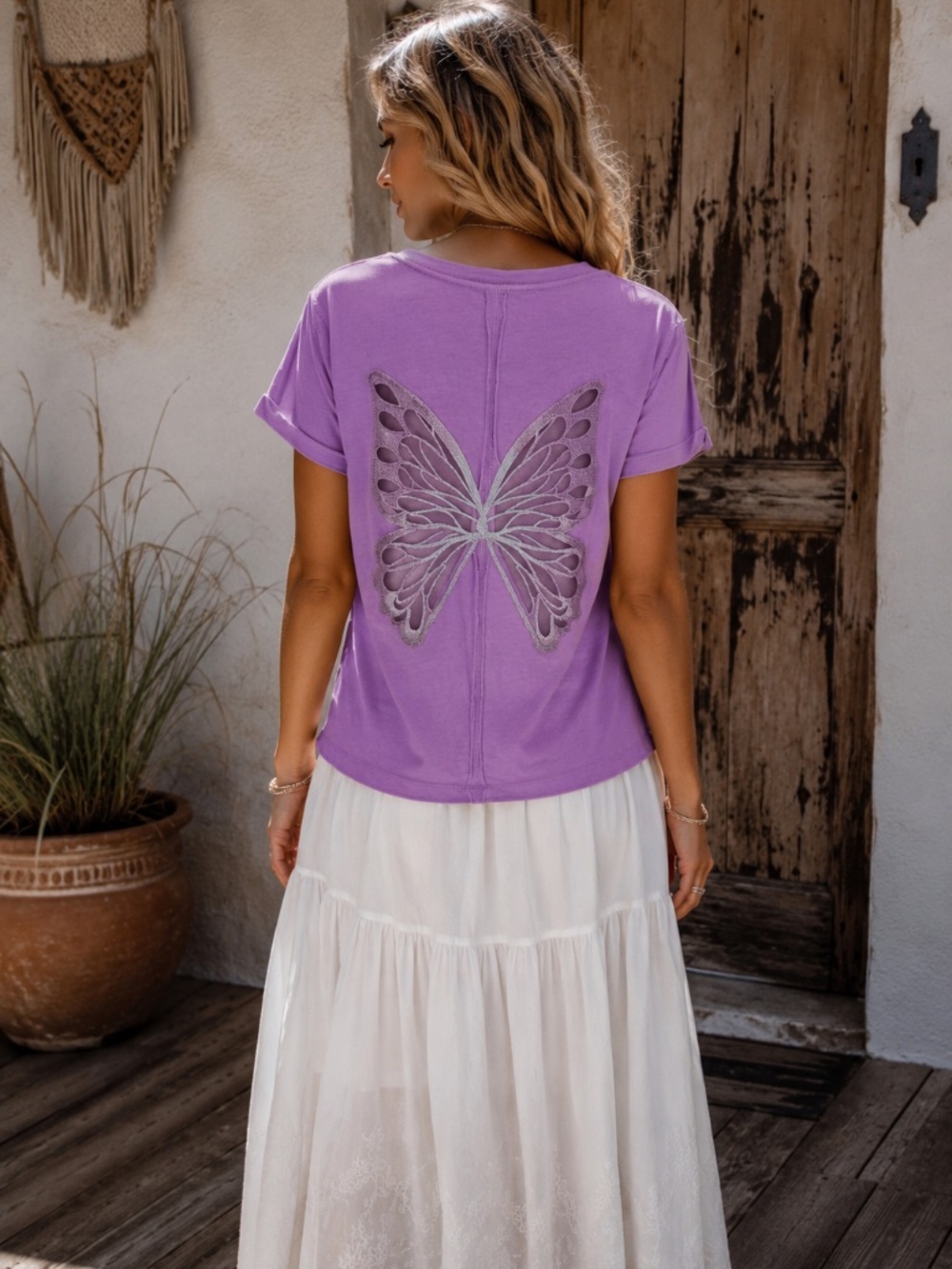 NWOT Tricia Fix Butterfly Tee - Purple